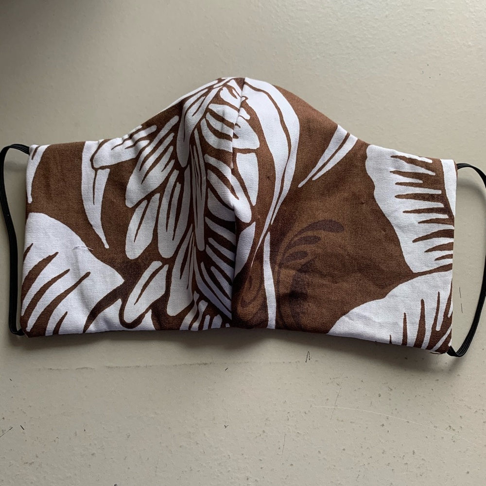 Reversible Brown Hawaiian Print Handmade Mask